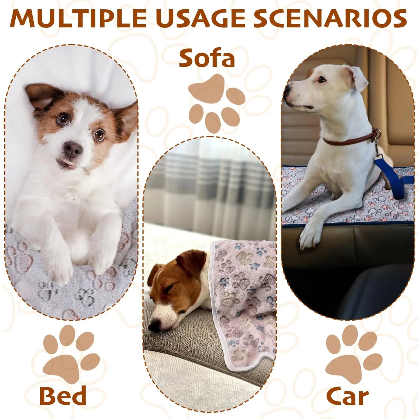 Cute Flannel Pet Blanket Cartoon Dog Paw Print Blanket Pet Mat for Cats and Dogs Warm and Comfortable Blanket for Puppy Kitten WLP Company