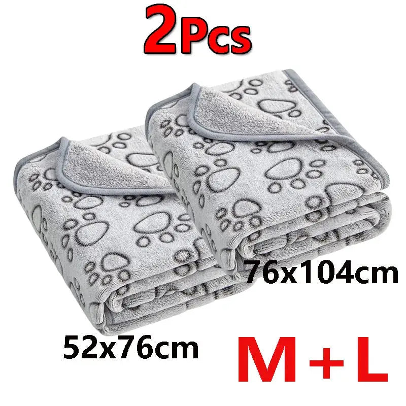 2PCS Soft Fluffy High Quality Pet Blanket Cute Cartoon Pattern Paw Print Dog Pet Mat Warm and Comfortable Blanket for Cat Dogs WLP Company
