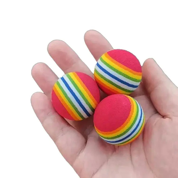 10Pcs Colorful Cat Toy Ball EVA Bite-Resistant Elastic Rainbow Ball Kitten Puppy Chewing Training Interactive Toys Pet Supplies WLP Company