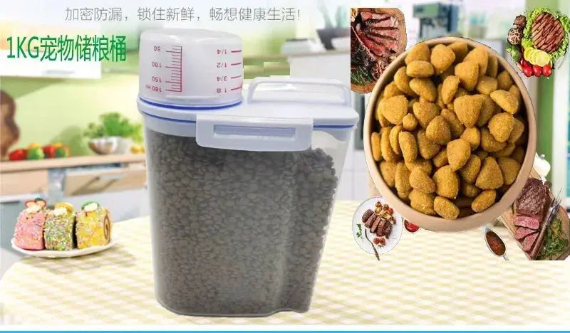 1.5kg/2kg Pet Food Storage Container Cat Food Bin Airtight Moisture Proof Dog Food Bucket Fish Food Container Cat Food Canister WLP Company