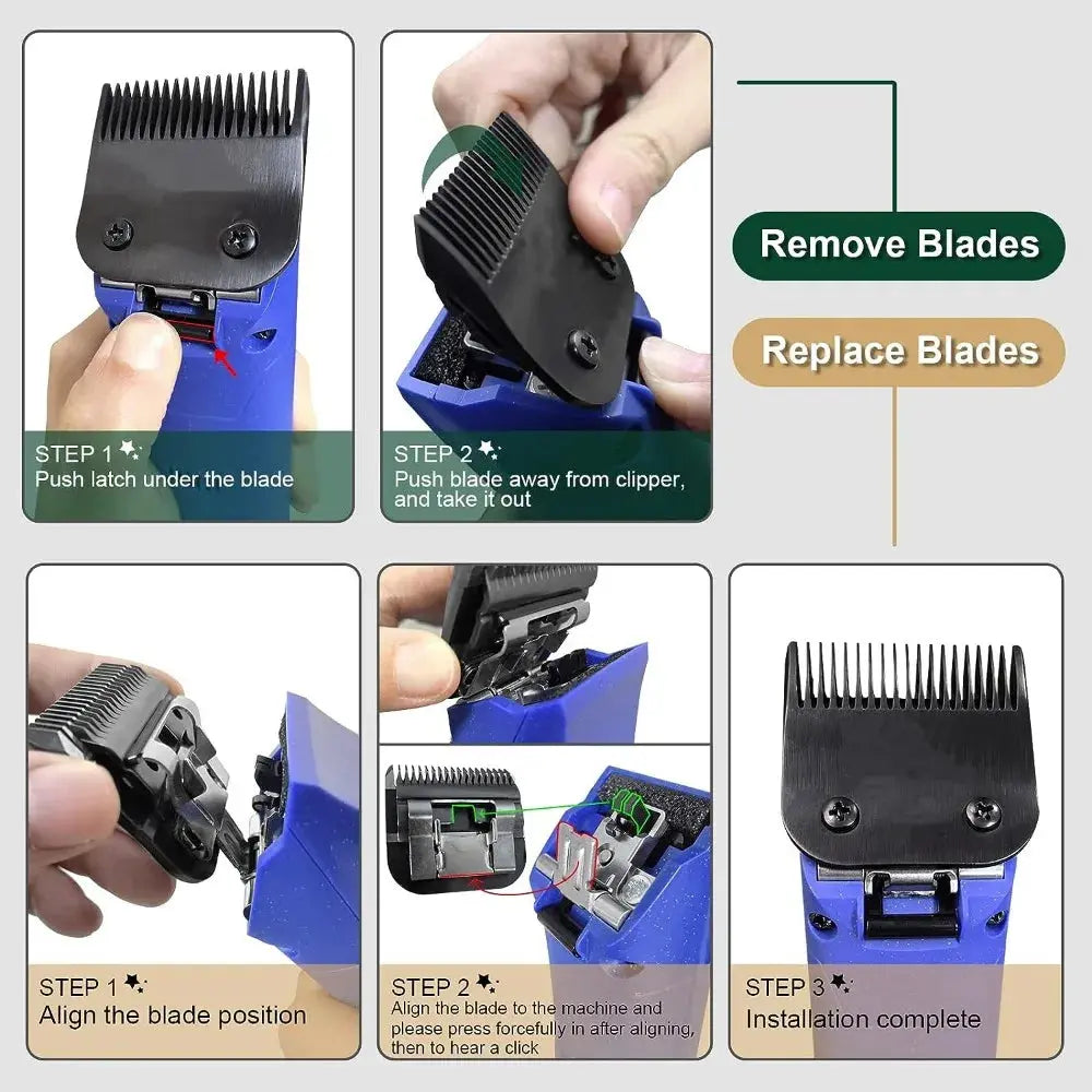 Black Stainless Steel Blades Set, Detachable Pet Dog Grooming Clipper WLP Company