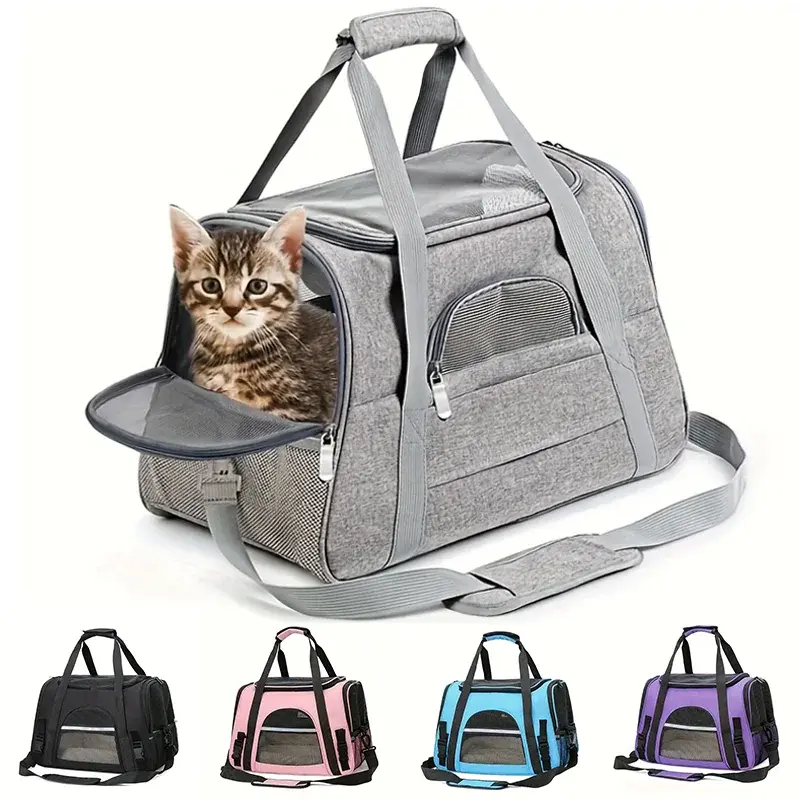 Portable Cat Carrier Bag Soft-Sided Pet Carrying Four-Sided Breathable Carrier Bags with Fur Pad Cats Handbag Travel Bag Transport Bag WLP Company