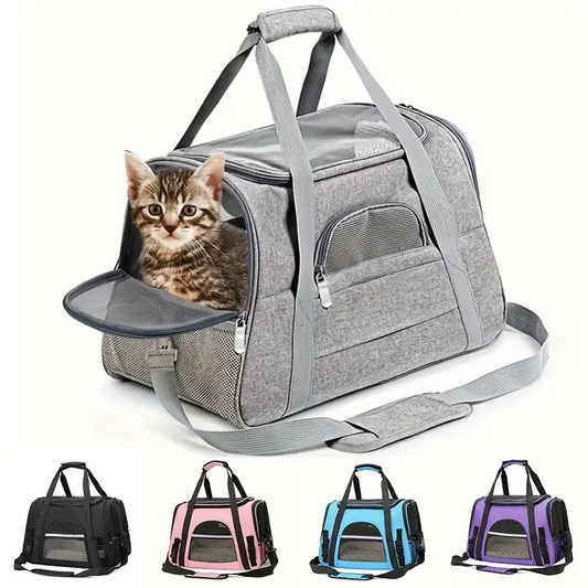 Portable Cat Carrier Bag Soft-Sided Pet Carrying Four-Sided Breathable Carrier Bags with Fur Pad Cats Handbag Travel Bag Transport Bag WLP Company