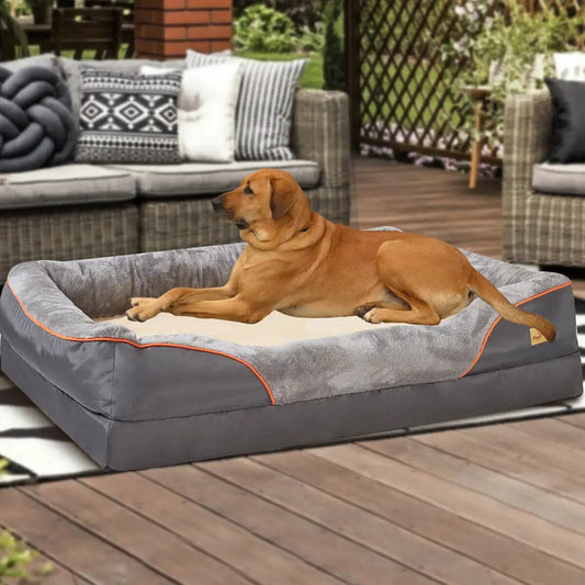 Jumbo Large Orthopedic Dog Bed Memory Foam Quilted Bolstered Pet Sofa Couch Elevated Cushion Warm Waterproof Mattress WLP Company