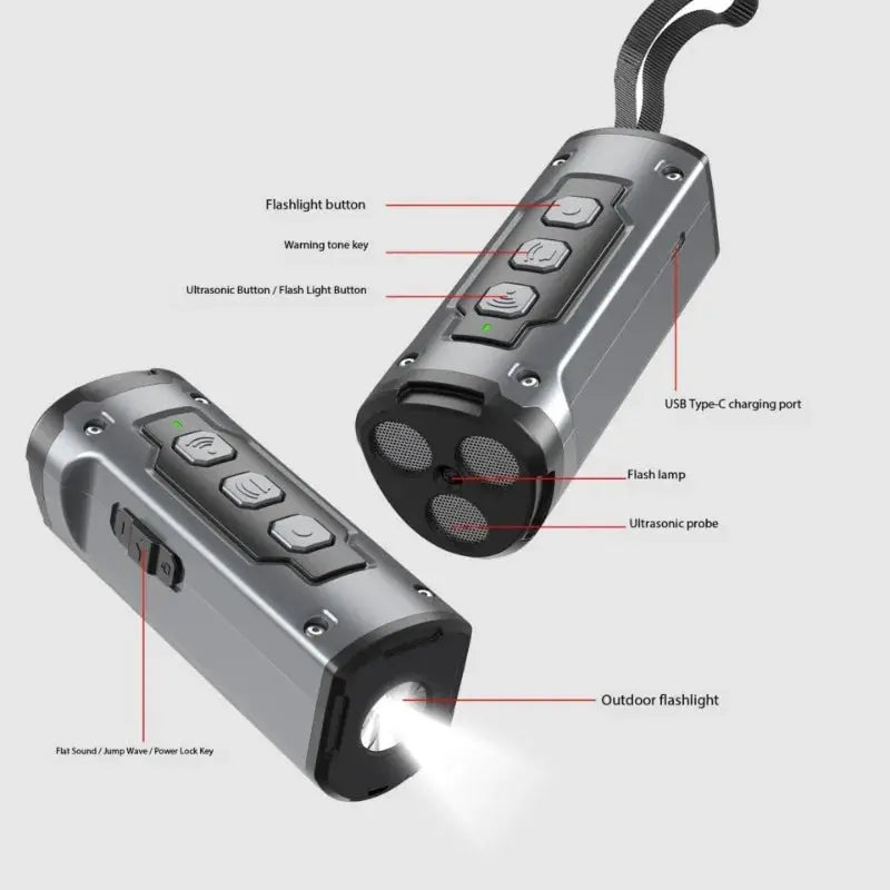 Pet Dog Repeller Ultrasonic Dog Training Device Rechargeable Anti-Bark Triple Sonic Emitter Deterrent Device with LED Flashlight WLP Company