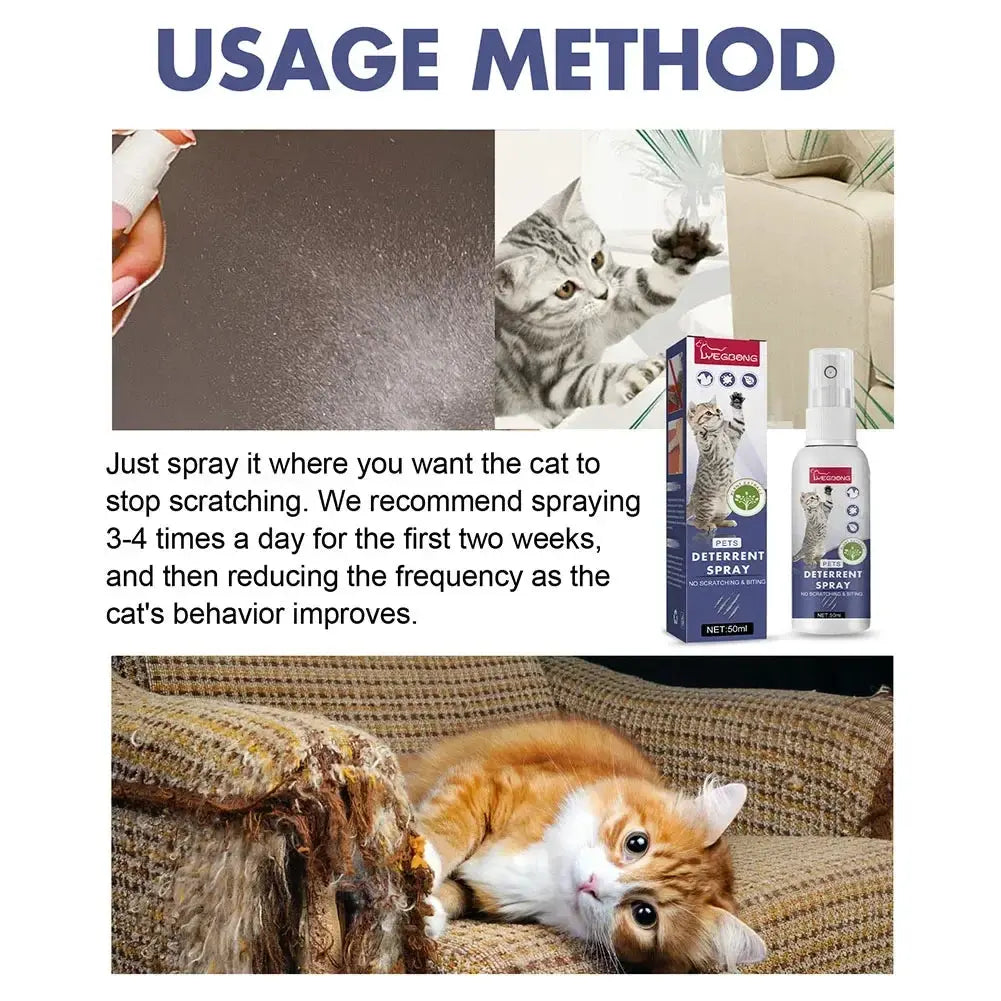 Cat Scratch Deterrent Spray Natural Scratching Training Aid Spray No Stimulation Orange Fragrance Sofa Furniture Protectors WLP Company