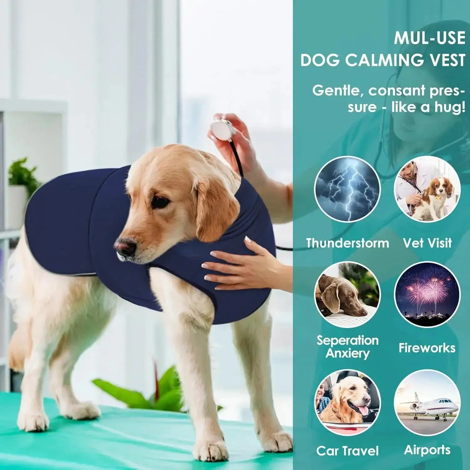 Dog anxiety vest /Calming Vest with Hoodie for noise WLP Company