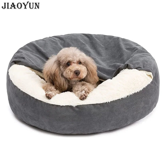 Semi-closed Dog Kennel Small and Medium Pet Sleeping Pad - Corduroy Winter Warm