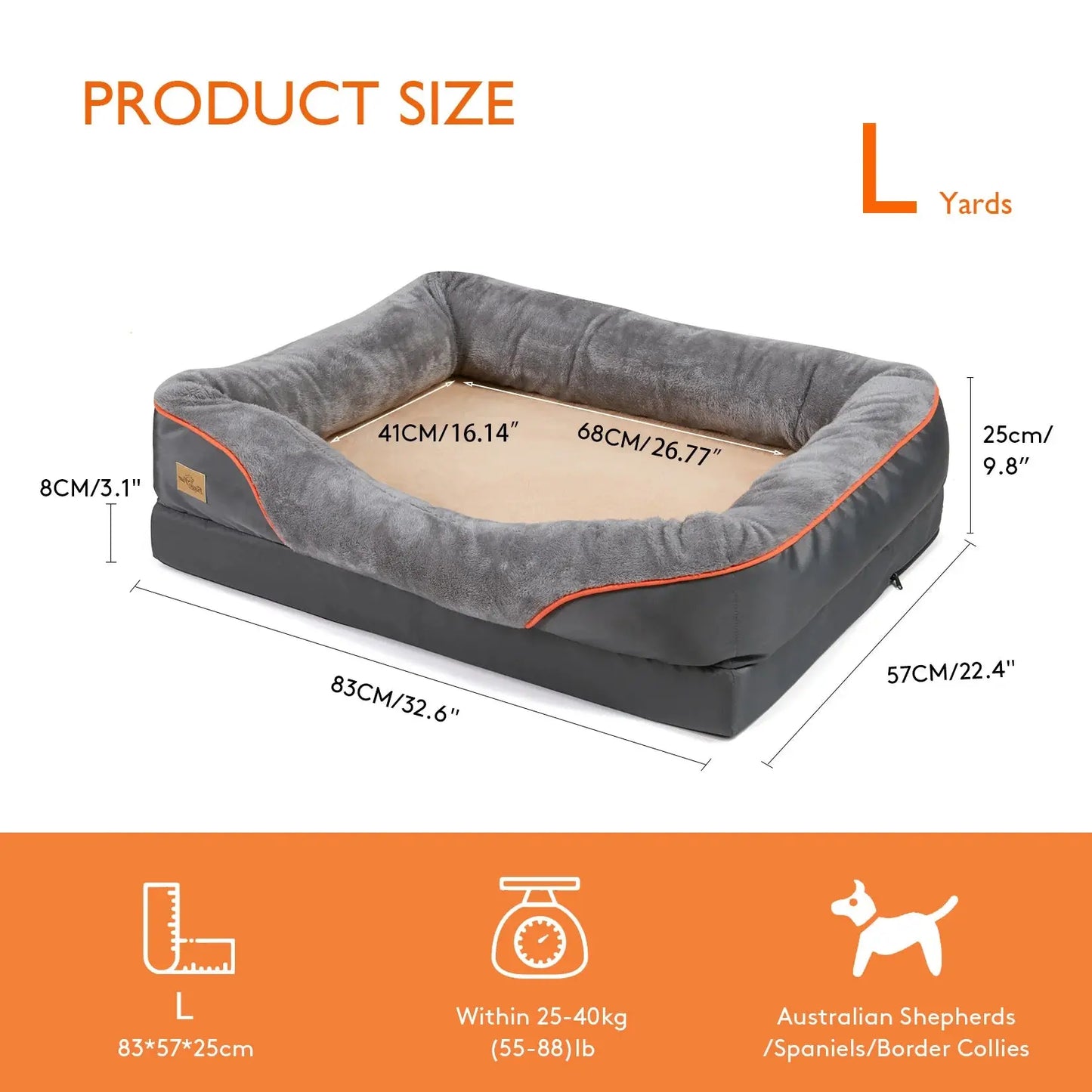Jumbo Large Orthopedic Dog Bed Memory Foam Quilted Bolstered Pet Sofa Couch Elevated Cushion Warm Waterproof Mattress WLP Company