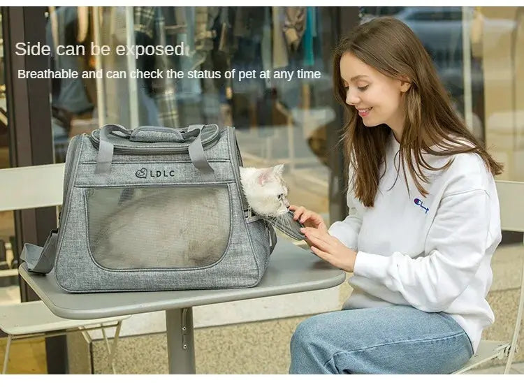 Portable Cat Bag Car-mounted Large Side Window Can Be Equipped with Trolley Pet Bag Breathable Travel Shoulder Folding Cat Bag WLP Company