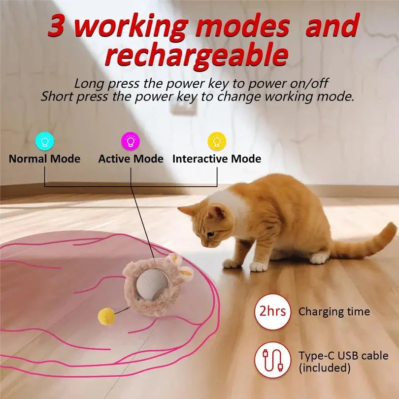Smart Interactive Cat Toys Ball Fast Rolling in Pouch Hide and Seek Kitten Toy Motion Activated Interactive Cat Toy for Indoor WLP Company