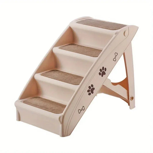 1pc Right-Angle Foldable Pet Ladder,Cute Paw Prints & Bone Design, Easy To Assemble & Store, Non-Slip Stairs for Home Use WLP Company