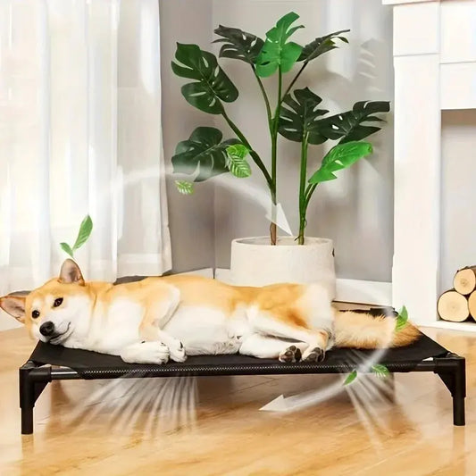Cooling Elevated Dog Bed - Raised Dog Cot Fits, Pet Cot with Durable Supportive Mesh, Indoor & Outdoor, Black, Small Pet Bed WLP Company