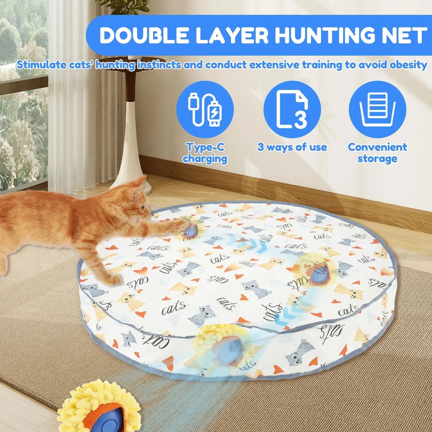cat toy Cat Interactive Toy Ball in Pouch Fast Rolling Hide Automatic Moving Bouncing Pet Smart Toy Interactive Kitten Indoor Ball WLP Company