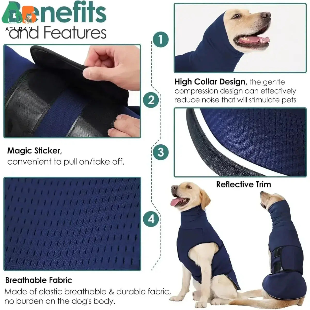 Dog anxiety vest /Calming Vest with Hoodie for noise WLP Company