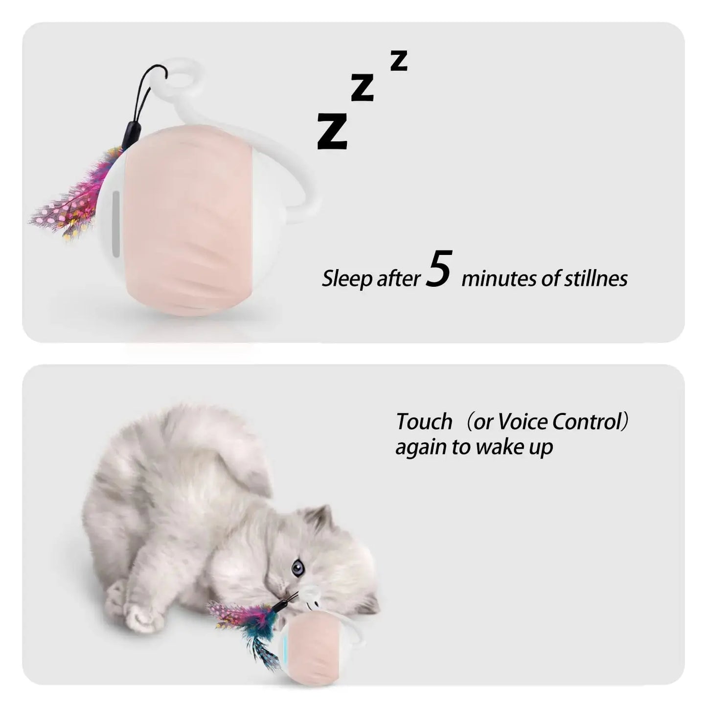 Cat Toys, Turbo Tail Popper Cat Toy 2-Speed Interactive Turbo Tail Mouse Cat Ball Toy Touch Control and Sound Control Smart Star WLP Company