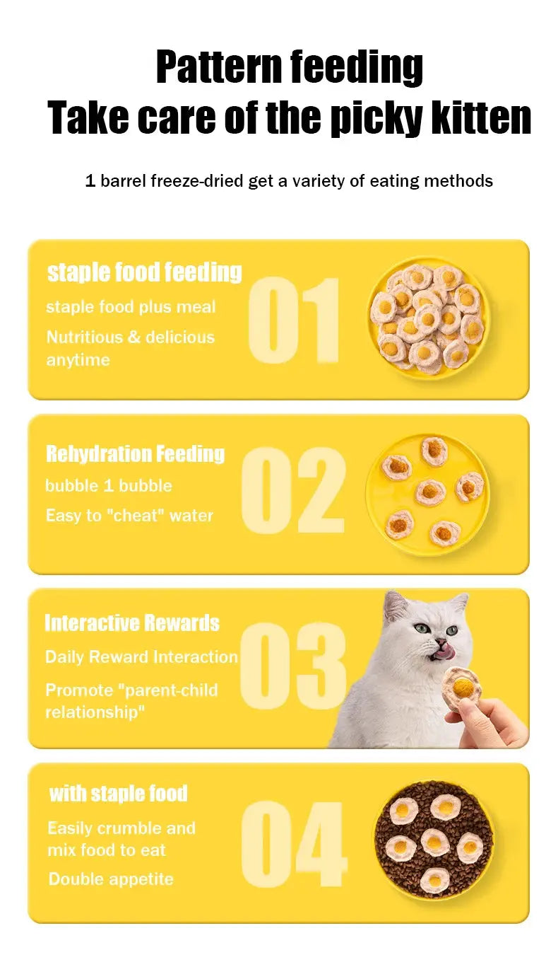 Freeze-dried poached eggs cat and dog universal nutrition hair gills staple food freeze-dried chicken egg yolk goat milk cake ca WLP Company