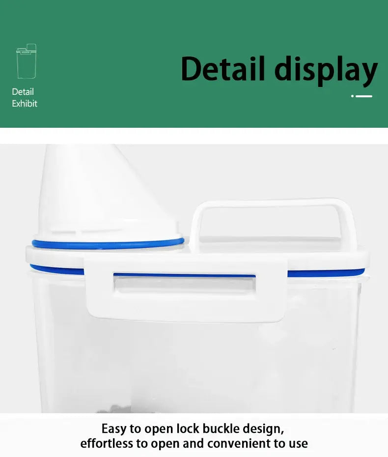 dog food storage Pail Plastic Storage Tank with Measuring Cup Container Moisture-proof Sealed Jar Pet Supplies Accessories WLP Company