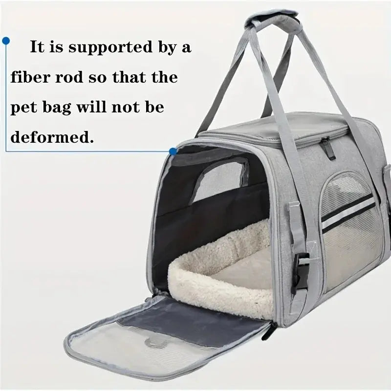 Portable Cat Carrier Bag Soft-Sided Pet Carrying Four-Sided Breathable Carrier Bags with Fur Pad Cats Handbag Travel Bag Transport Bag WLP Company