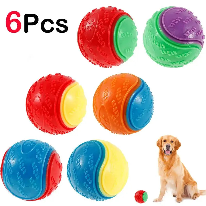 dog toys 6Pcs Squeaky Balls Toys Dogs Interactive Toys TPR Dog Chew Toy for Dog Pet Teeth Cleaning Bite Resistance Pet Supplies WLP Company