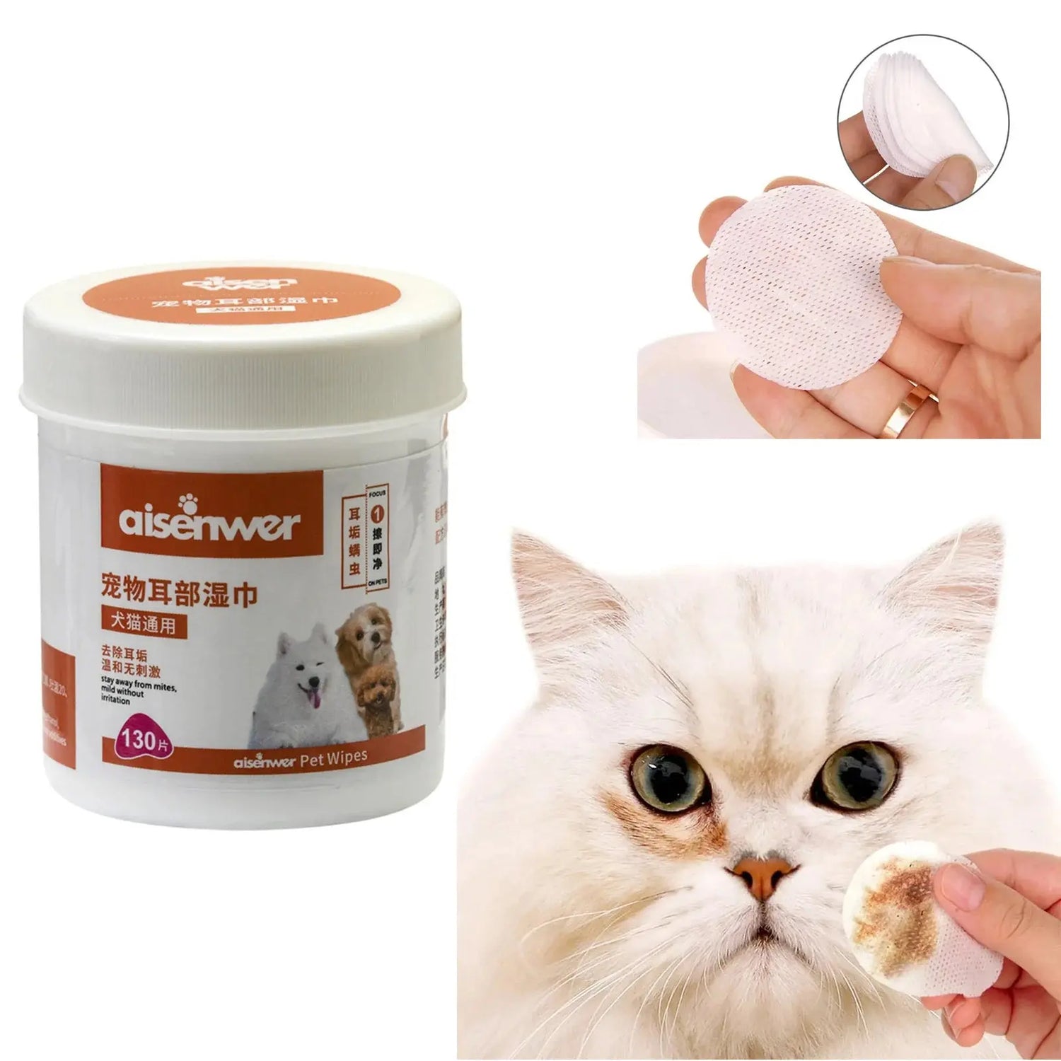 pet wipes 130pcs Eye Wet Wipes Universal Disposable Non-Woven Wet Towels Ear Stain Remover Dog Cat Wipes Grooming Tools Pet Accessories WLP Company