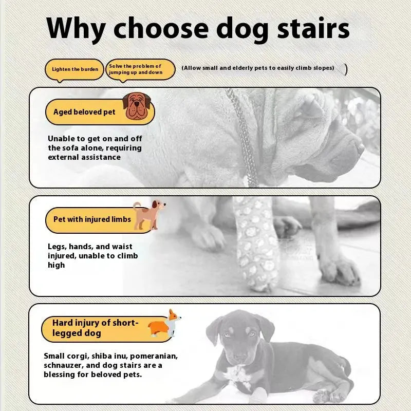dog stairs Ladder Dogs Pets Bone Shape Puppy Stairs Beside The Sofa Bed Ramp for Dogs Protecting Pet Joint Safety Stairs for Elderly Dogs WLP Company