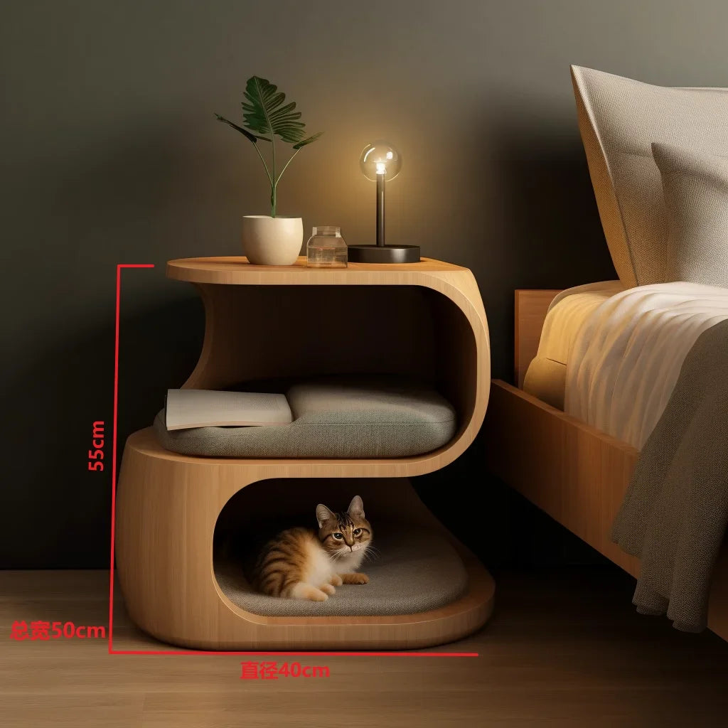 Warm Semi-Enclosed Cat House - Coffee Table Bedside Array Cabinet