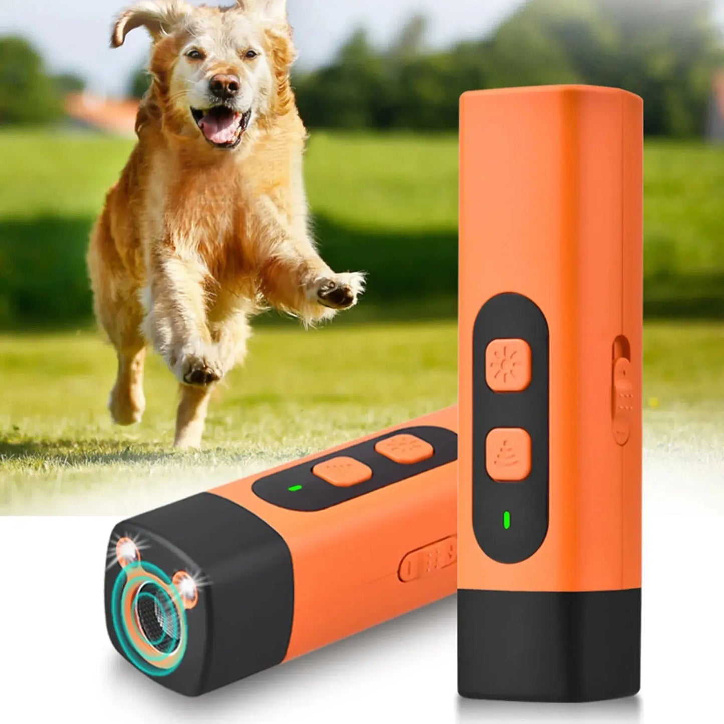 New Dog Repeller with LED Display Anti Barking Training Device 3 Head Ultrasound Flashlight High Power Dog Training Device WLP Company