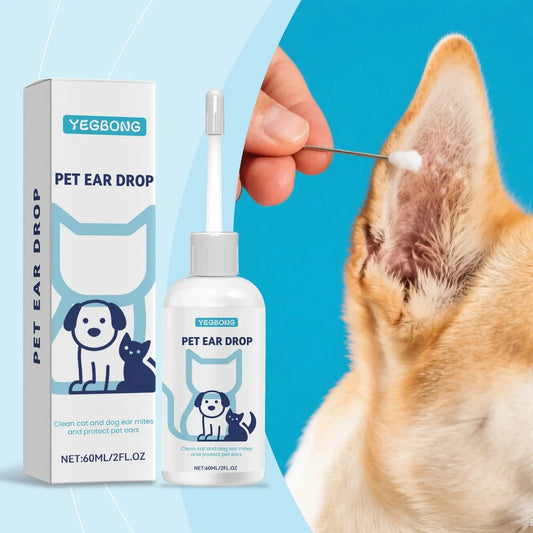 Pet Ear Drops - 60ml Gentle Cleaner for Cats & Dogs, Remove Ear Wax, Soothe & Nourish Ears, Universal Ear Care Solution WLP Company