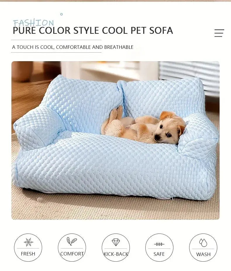 self cooling pet bed Summer Self Cooling Sofa Bed for Small/Medium Dogs/Cats Ice Silk Pearl Cotton Removable Washable Pet Bed with Nonslip Bottom WLP Company