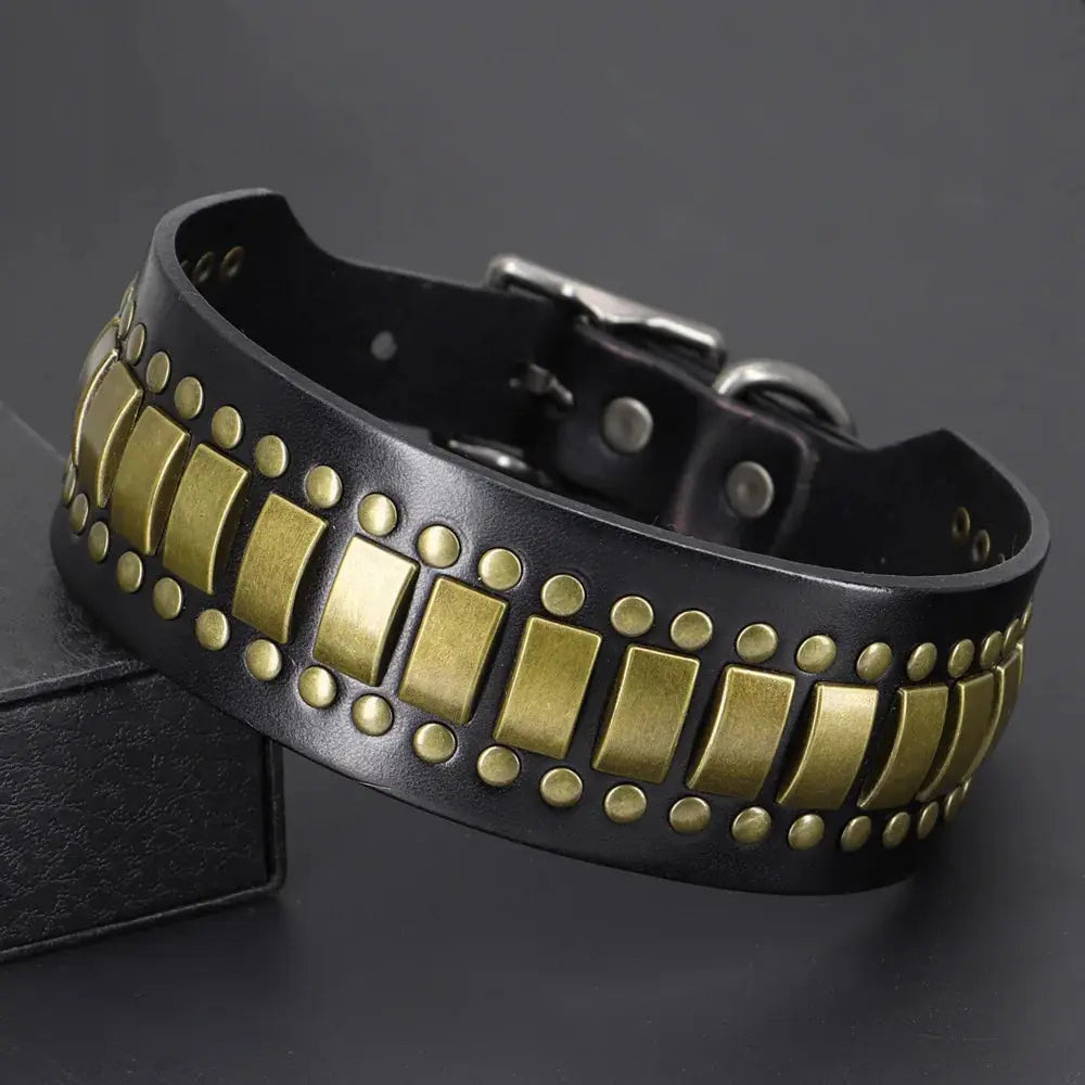 luxury dog collar 2inch Wide Luxury Genuine Leather Dog Collar WLP Company