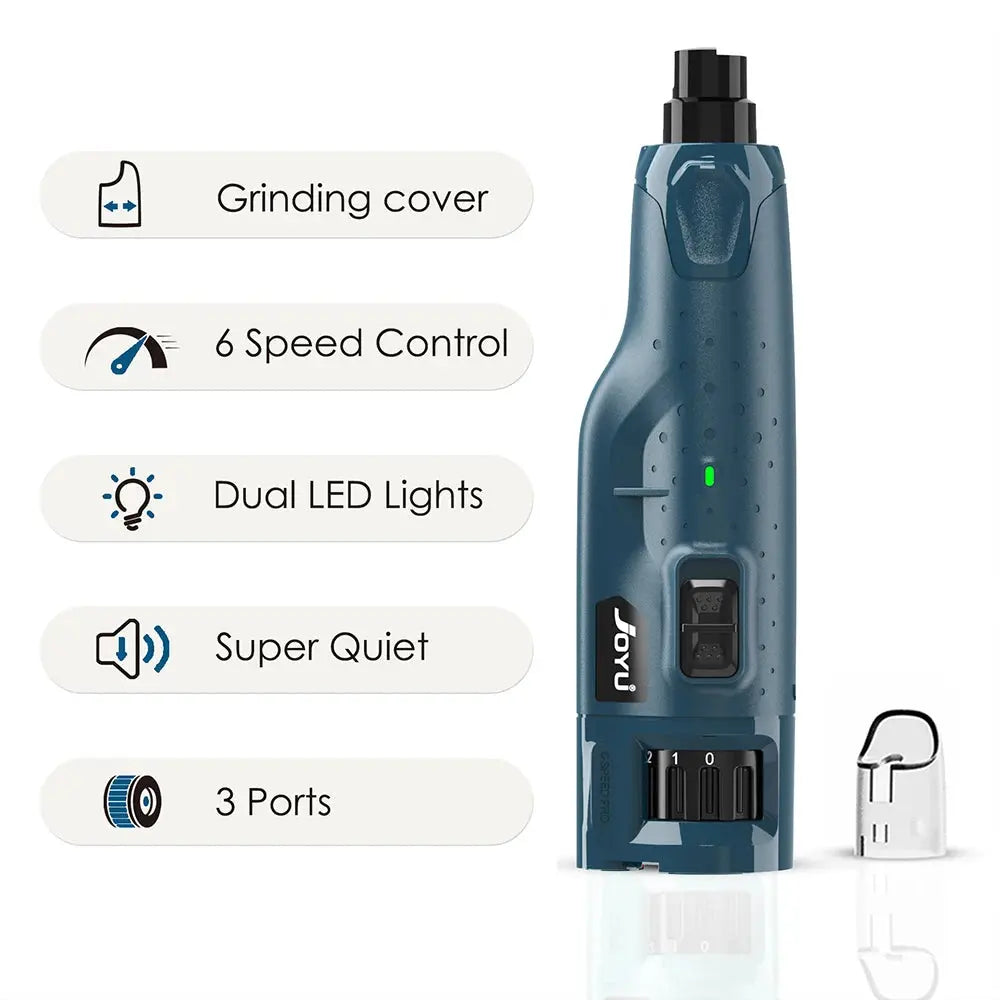 Dog Nail Grinder Dustproof with 2 LED Light - Super Quiet Powerful 6-Speed Nail Trimmer File for Small Medium Large Dogs WLP Company