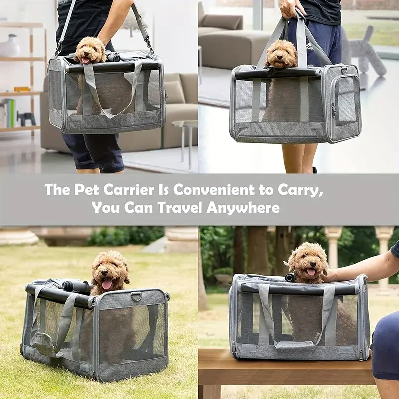 Airline Approved Cat Carrier Bag ag Mesh Breathable Folding Handbag Airline Approved Travel Pet Bag Kitten Transport Bag WLP Company