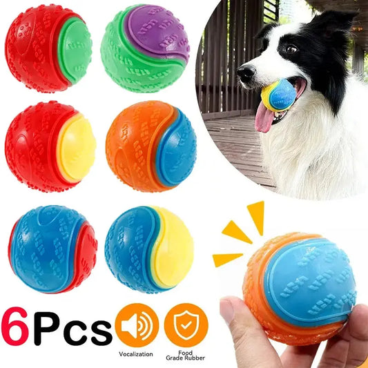 dog toys 6Pcs Squeaky Balls Toys Dogs Interactive Toys TPR Dog Chew Toy for Dog Pet Teeth Cleaning Bite Resistance Pet Supplies WLP Company