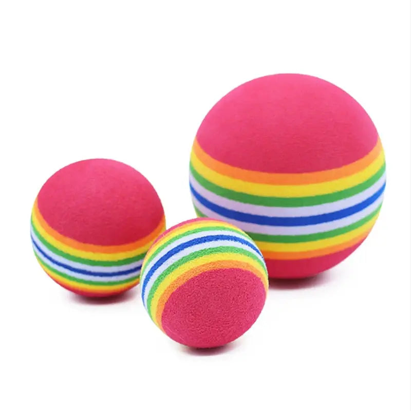 3/5/10 Rainbow Cat Toy Balls Striped Elastic Balls Wear resistant and Bite resistant Rubber Balls Suitable for Cats to Play with WLP Company