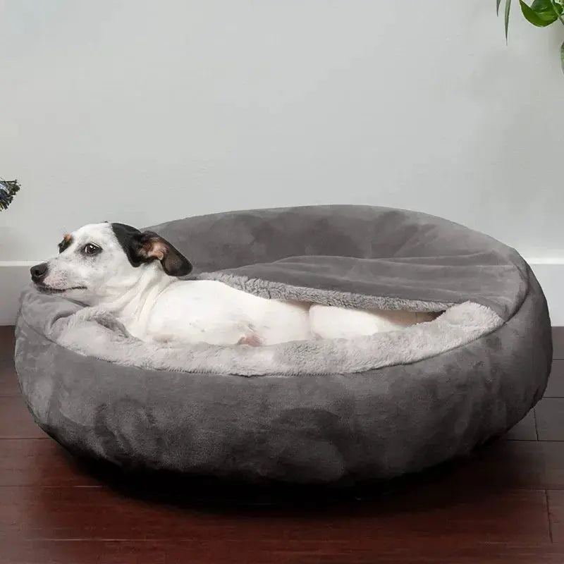 Semi-closed Dog Kennel Small and Medium Pet Sleeping Pad - Corduroy Winter Warm WLP Company