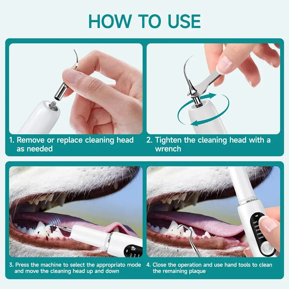 dog toothbrush Dog Tooth Calculus Device Ultrasonic Toothbrush Electric Pet Tooth Scaler Tooth Cleaning Tool Plaque Dog Cat Dental Care Kit WLP Company