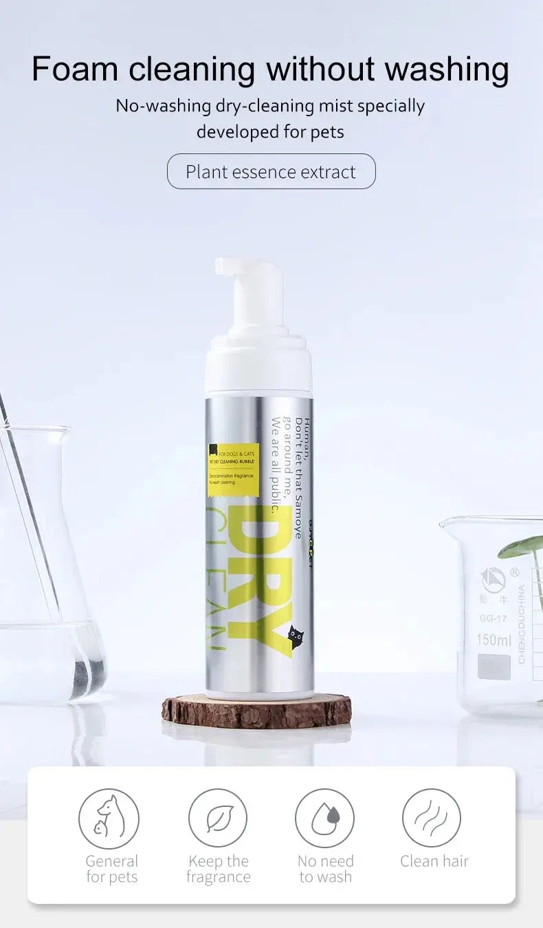 pet shampoo 200ML Pet Dry Cleaning Foam Without Rins Dog Cat Puppy Shower Gel Supp Shampoo Deodorant Sterilization Leave Scent Pet Supplie WLP Company