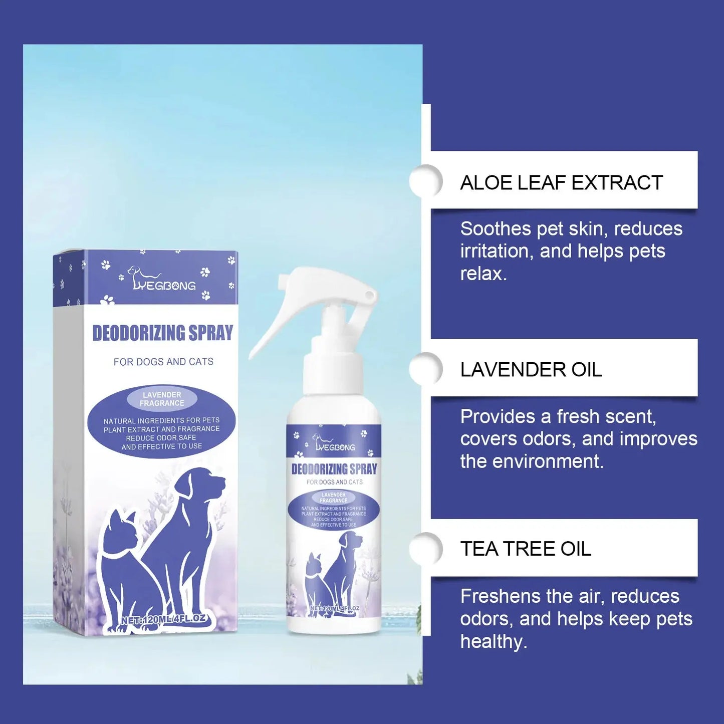 Pet Deodorant Spray for Cats & Dogs - Kitten Puppy Bad Breath Freshener Long-Lasting Perfume Odor Remover Pet Cleaning Supplies WLP Company