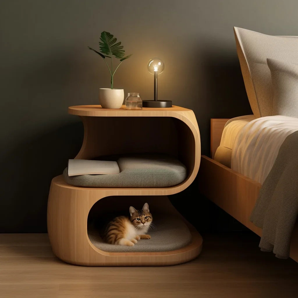 Warm Semi-Enclosed Cat House - Coffee Table Bedside Array Cabinet