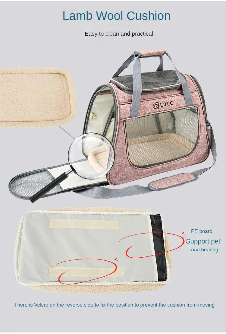 Portable Cat Bag Car-mounted Large Side Window Can Be Equipped with Trolley Pet Bag Breathable Travel Shoulder Folding Cat Bag WLP Company