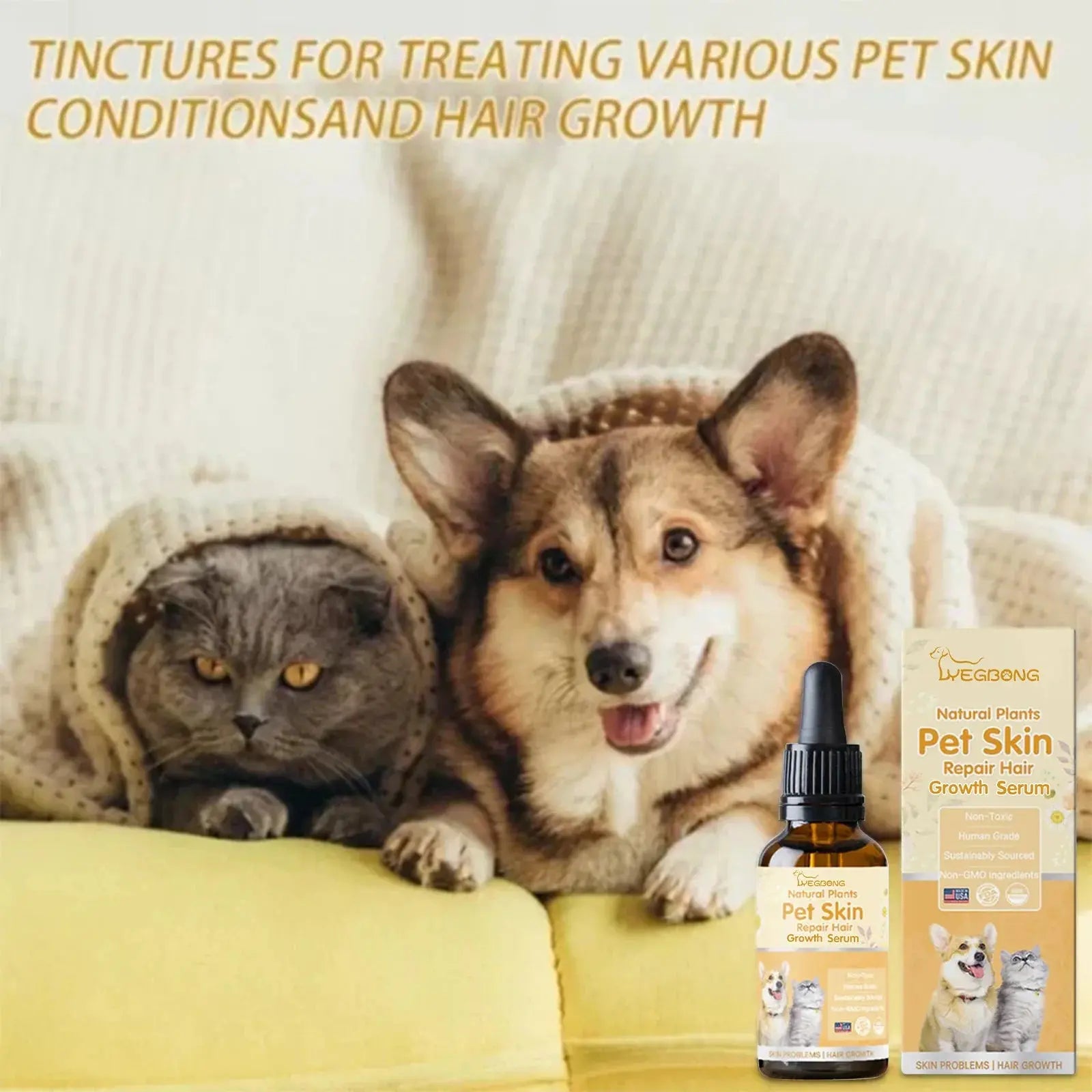 Cat Skin Care Spray Pet Flea Mite Eliminator Dog Itchy Skin Treatment Pet Wound Repair Cat Hair Regrowth Dog Hair Repair Serum WLP Company