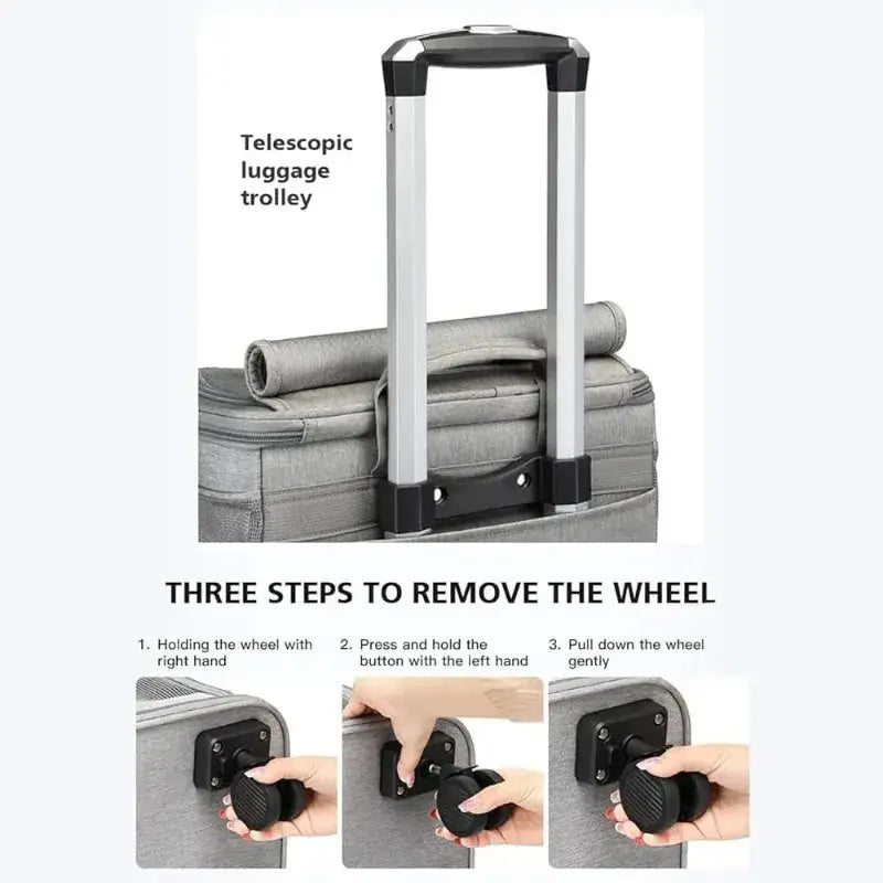 Double-layer Pet Trolley Bag Large Space Portable Outdoor Travel Silent Easy To Put Two Cat Foldable Oxford Cloth Pet Bag WLP Company
