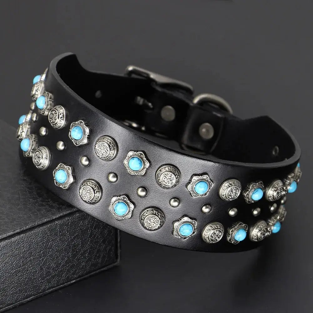 luxurious dog collar Luxurious Dog Real Leather Collar for Pet shows WLP Company