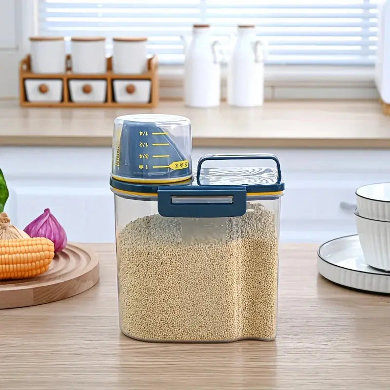 Pet Food Storage Container with Measuring Cup Handle Airtight Waterproof Pet Food Storage Dispenser Portable Buckets Feeder WLP Company