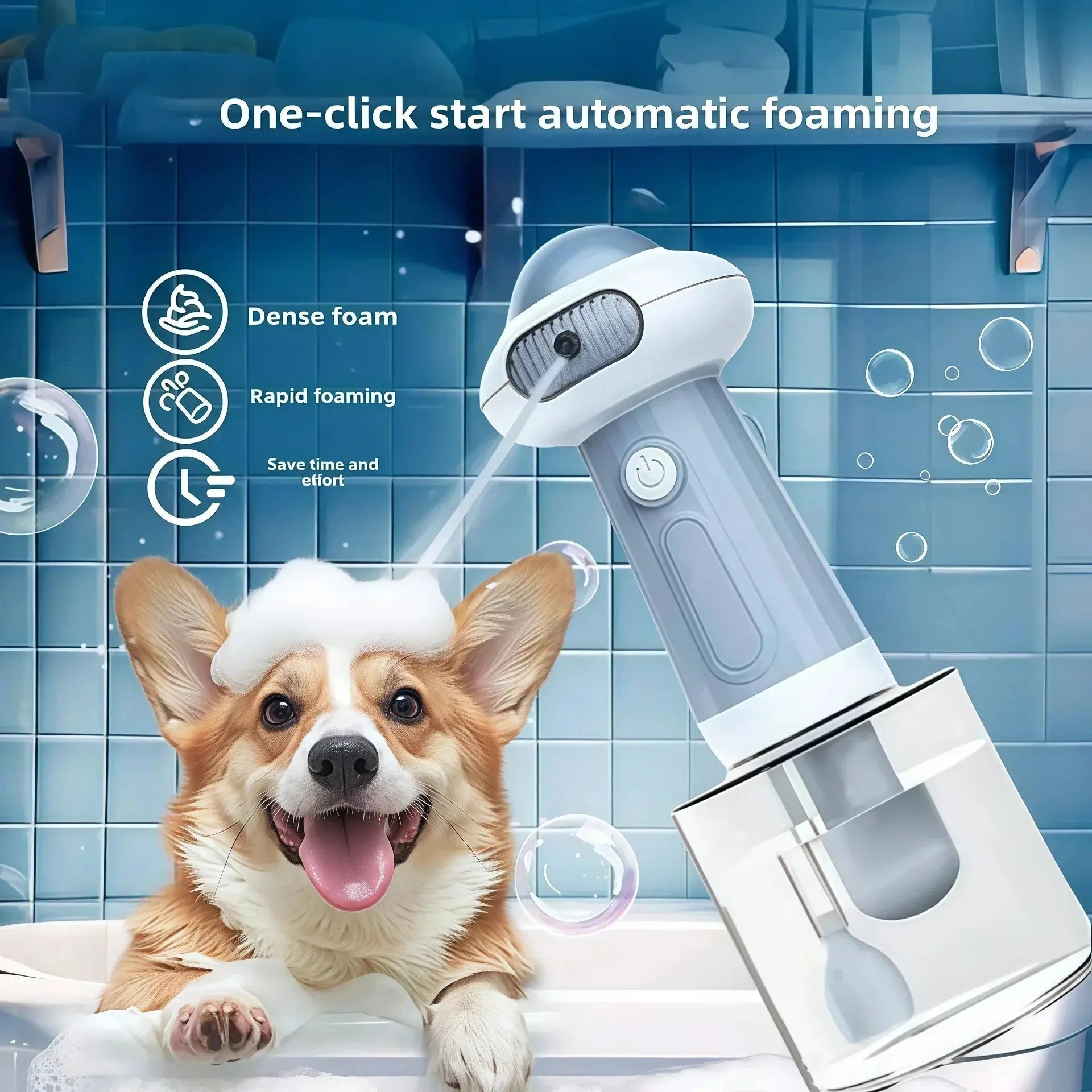 Automatic Dog Soap Dispenser Wireless Mute USB Dog Grooming Frother Cat Deeper Cleaning Bath Shampoo Foam Sprayer Pet Supplies WLP Company