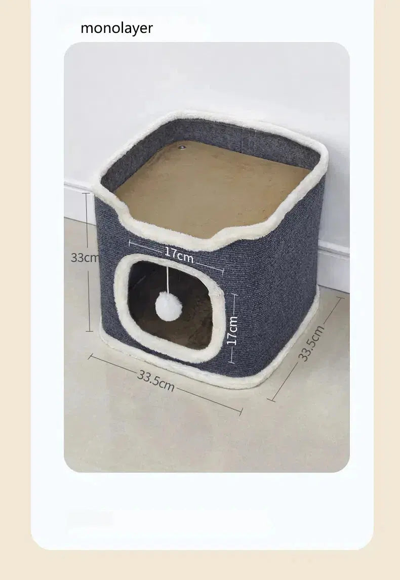 3-tiers Cat Bed Pet House Covered Cave with Soft Mat WLP Company