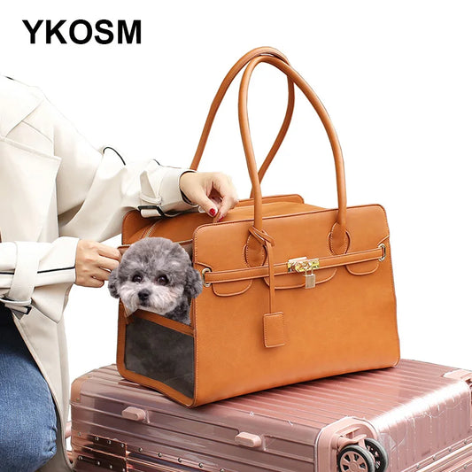 New Luxury Fashion Leather Pet Carrier Bag, Breathable