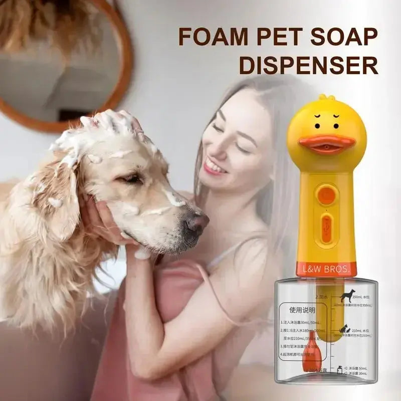 Electric Shampoo Foamer Pet Foaming Soap Dispenser Pets Bathing Bubbler Dog Shampoo Dispenser Shampoo Sprayer Little Yellow Duck WLP Company