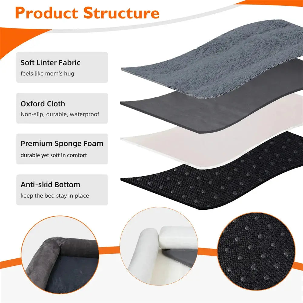 XXXL Large Calming Dog Bed Orthopedic Memory Foam Sofa Couch Waterproof Removable Cover Plush Mat for Small Medium Large Dogs WLP Company
